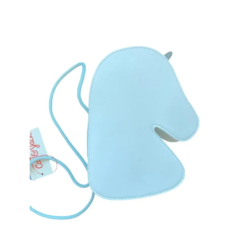 Cat & Jack White Unicorn Crossbody Bag with Rainbow Pom Poms